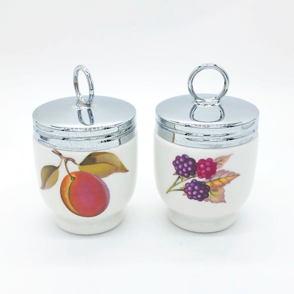 Vintage Royal Worchester Evesham Gold Porcelain Egg Coddlers, Set of 2